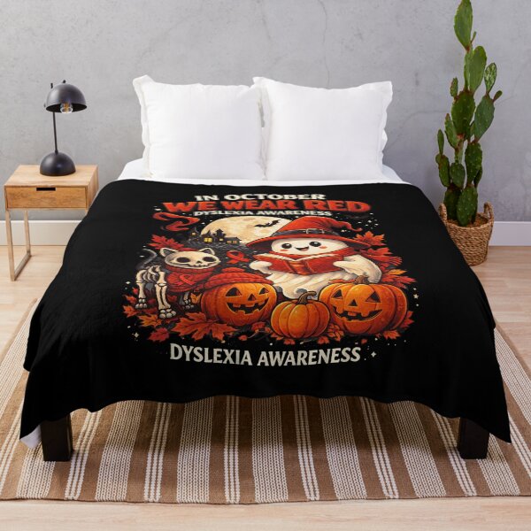 Item preview, In October We Wear Red Dyslexia Awareness – Halloween Ghost designed and sold by Printed Mistakes.