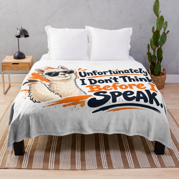 Item preview, Unfortunately I Don't Think Before I Speak – Funny Sarcastic Quote designed and sold by Printed Mistakes.