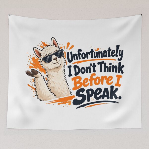 Item preview, Unfortunately I Don't Think Before I Speak – Funny Sarcastic Quote designed and sold by Printed Mistakes.