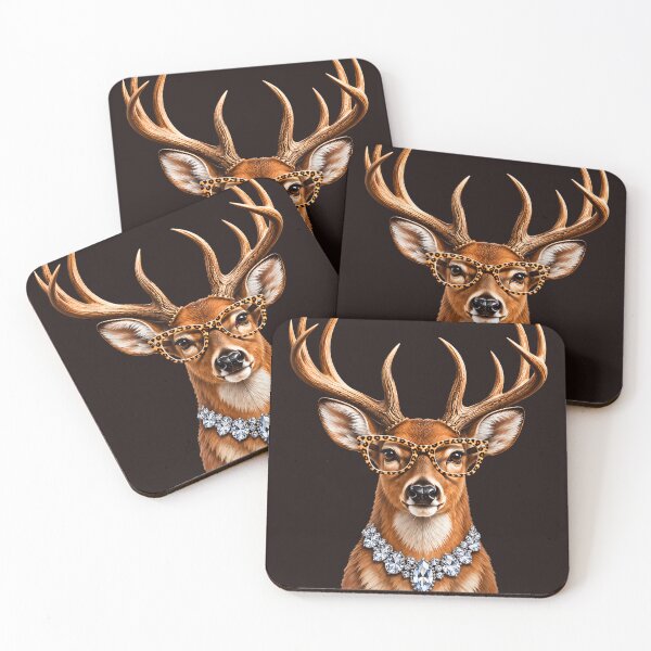 Item preview, Whitetail Deer Wearing Leopard Glasses Glam Hunting Women Girl designed and sold by mari-kayden.