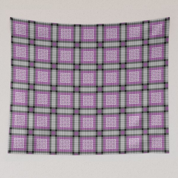 Item preview, Asexual Pride Inspired Purple Grey Black and White Geometric Tartan Plaid Pattern designed and sold by The-Repository.