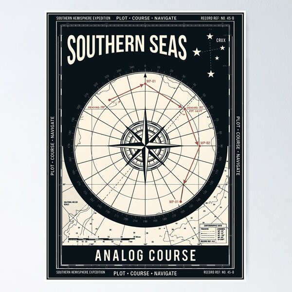 Item preview, Southern Seas Analog Course Nautical Cartography designed and sold by SplashTastic.