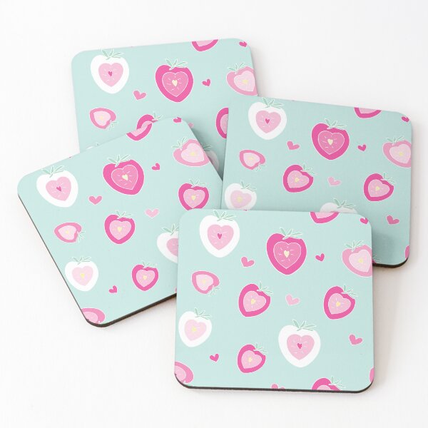 Item preview, Strawberry Surprise halves scattered on green designed and sold by Quiet Waters Design.