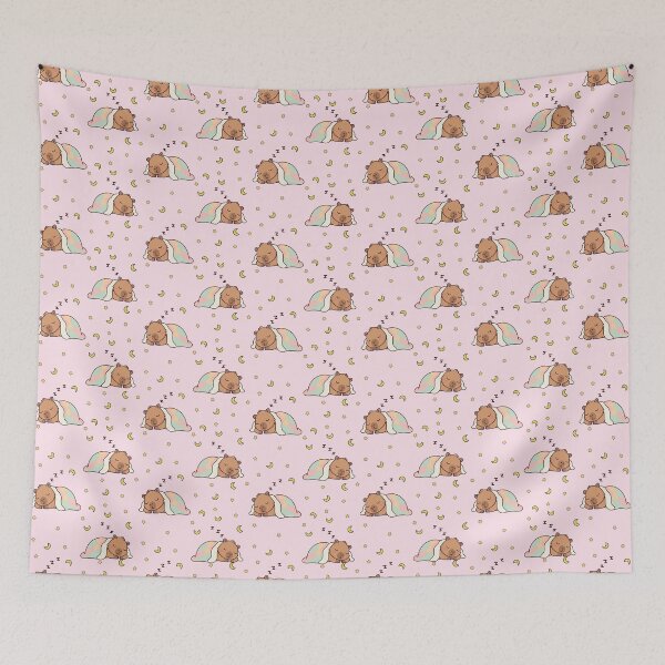 Item preview, Cute Sleeping Capybara In Blanket Seamless Pattern designed and sold by prapapon.