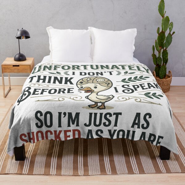 Item preview, Unfortunately I Don't Think Before I Speak – Funny Sarcastic Quote designed and sold by Printed Mistakes.