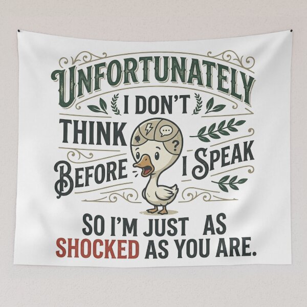 Item preview, Unfortunately I Don't Think Before I Speak – Funny Sarcastic Quote designed and sold by Printed Mistakes.