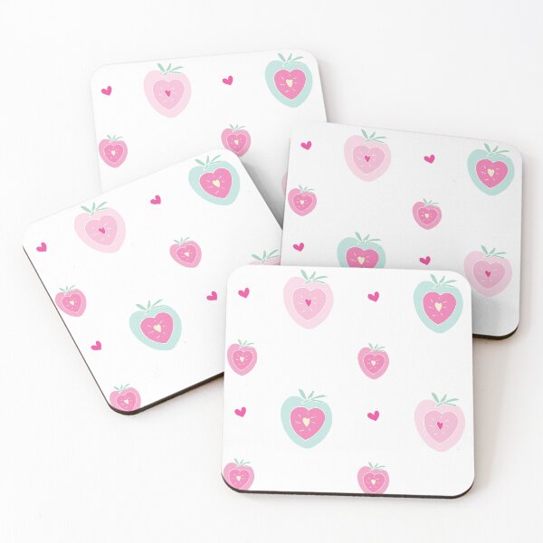 Item preview, Strawberry Surprise halves pattern in pink and green designed and sold by Quiet Waters Design.