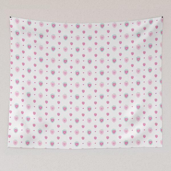 Item preview, Strawberry Surprise halves pattern in pink and green designed and sold by Quiet Waters Design.
