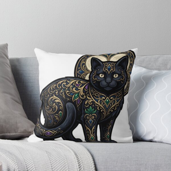 Item preview, Yule Cat Moon Disc - Gothic Black Cat Winter Art designed and sold by IllumeInk.