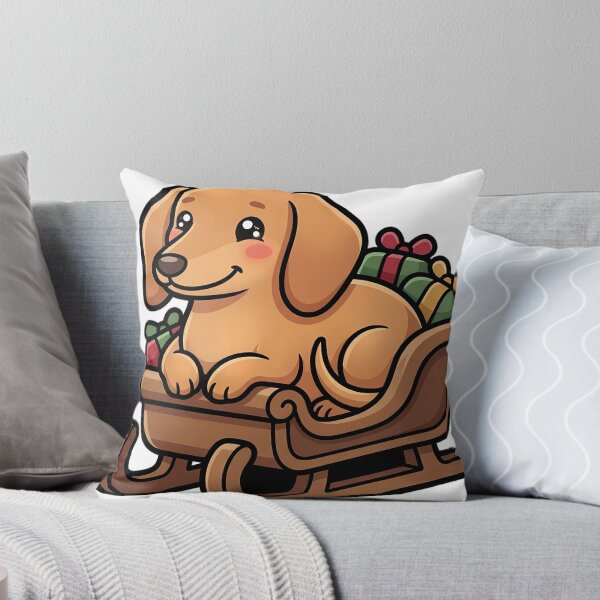 Item preview, Cute Christmas Dachshund Curled Up in a Small Wooden Sleigh designed and sold by pumsquare.