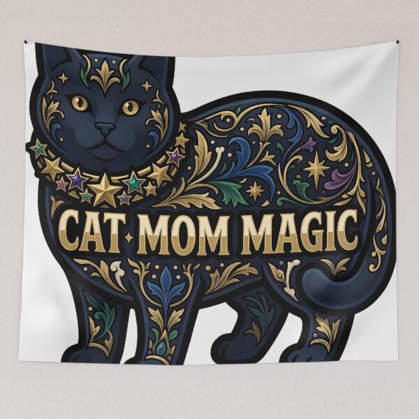Item preview, Cat Mom Magic - Yule Cat Star Collar Gothic Cat Art designed and sold by IllumeInk.