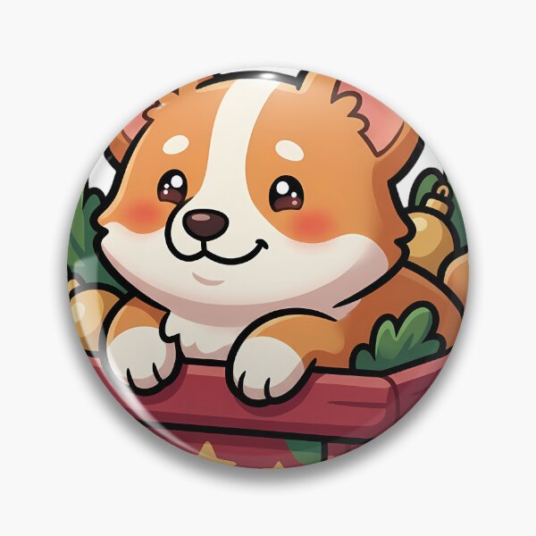 Item preview, Cute Christmas Corgi Peeking Out of a Solid Wooden Crate designed and sold by pumsquare.