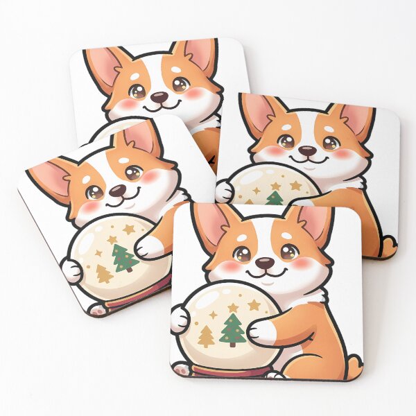 Item preview, Cute Christmas Corgi Hugging a Solid Opaque Snow Globe designed and sold by pumsquare.