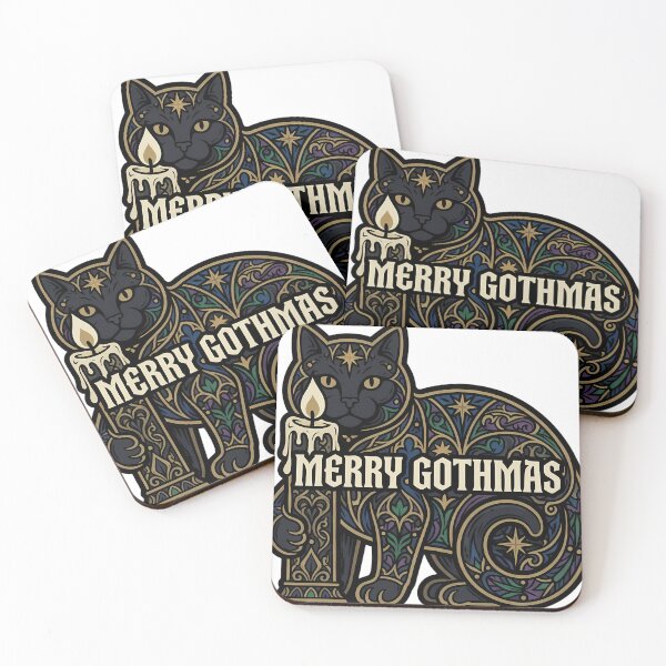 Item preview, Merry Gothmas - Yule Cat Candle Gothic Cat Art designed and sold by IllumeInk.