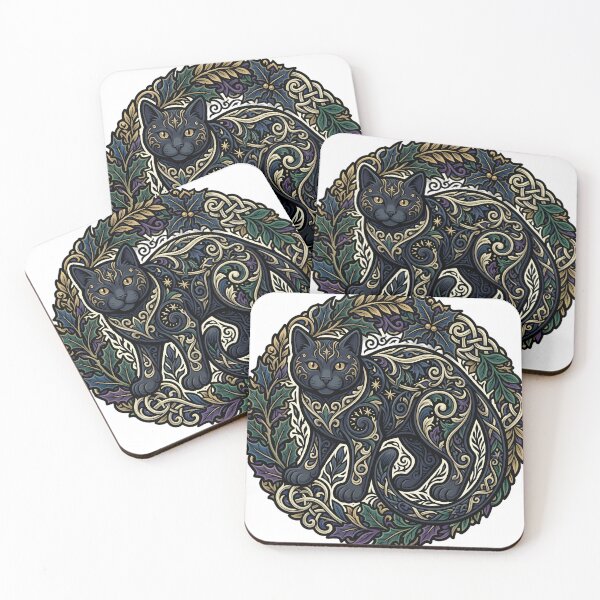 Item preview, Yule Cat Wreath - Gothic Black Cat Winter Wreath Art designed and sold by IllumeInk.