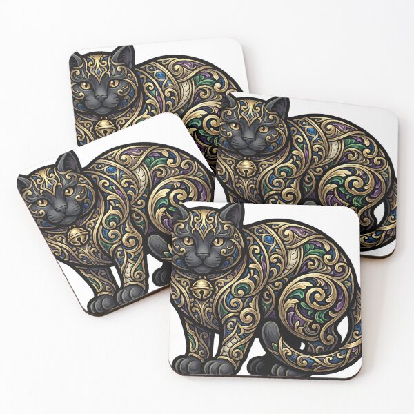 Item preview, Yule Cat Bell - Gothic Black Cat Winter Bell Art designed and sold by IllumeInk.