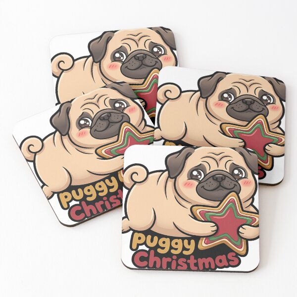 Item preview, Cute Christmas Pug Lying Down Hugging a Star Shaped Cookie - Puggy Christmas designed and sold by pumsquare.