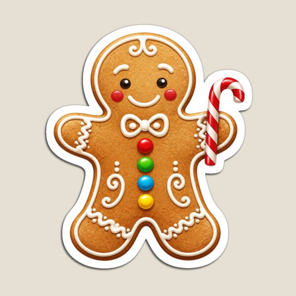 Item preview, Cute Gingerbread Man Holding Miniature Candy Cane designed and sold by CopyPasteCommit.