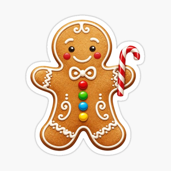 Item preview, Cute Gingerbread Man Holding Miniature Candy Cane designed and sold by CopyPasteCommit.
