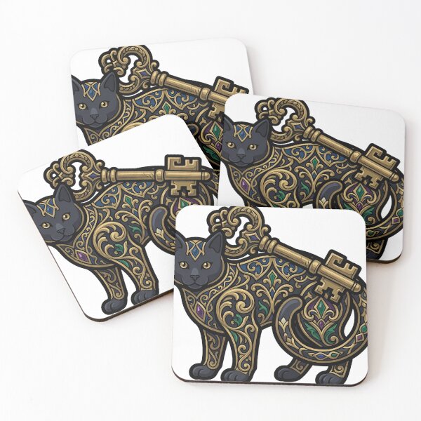 Item preview, Yule Cat Key - Gothic Black Cat Brass Key Art designed and sold by IllumeInk.