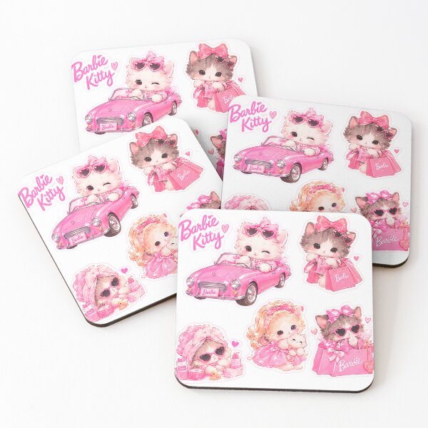 Item preview, pastel pink barbie kitty sticker designed and sold by sara747.