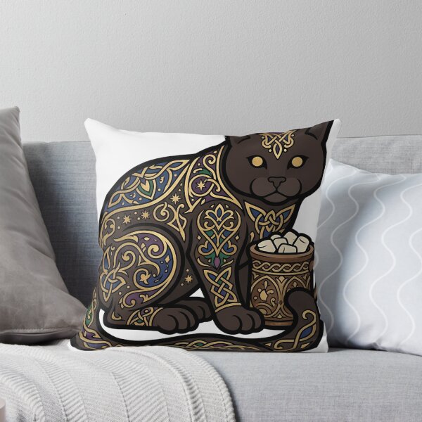 Item preview, Yule Cat Cocoa Mug - Gothic Black Cat Cocoa Art designed and sold by IllumeInk.