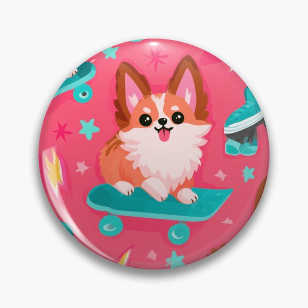 Item preview, Retro Corgi Skater Dog Roller Skate Pattern designed and sold by NicolasGlowArt.