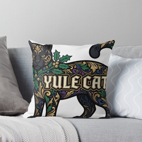 Item preview, Yule Cat Holly - Gothic Black Cat Yule Holly Art designed and sold by IllumeInk.