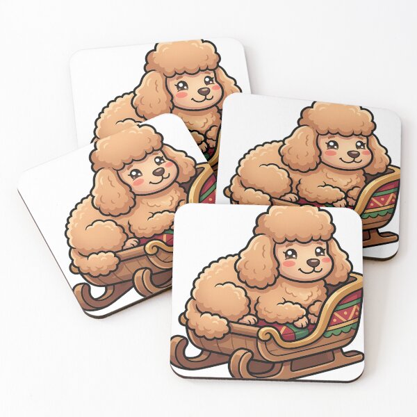 Item preview, Cute Christmas Poodle Curled Up in a Small Wooden Sleigh designed and sold by pumsquare.