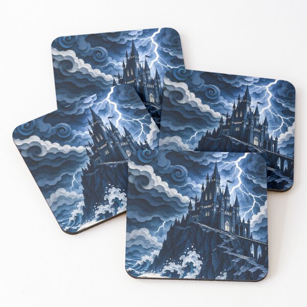 Item preview,  Layered Paper Cut Dark Castle on Cliff in Stormy Sea designed and sold by GrinGalore.