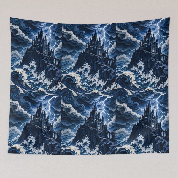 Item preview,  Layered Paper Cut Dark Castle on Cliff in Stormy Sea designed and sold by GrinGalore.