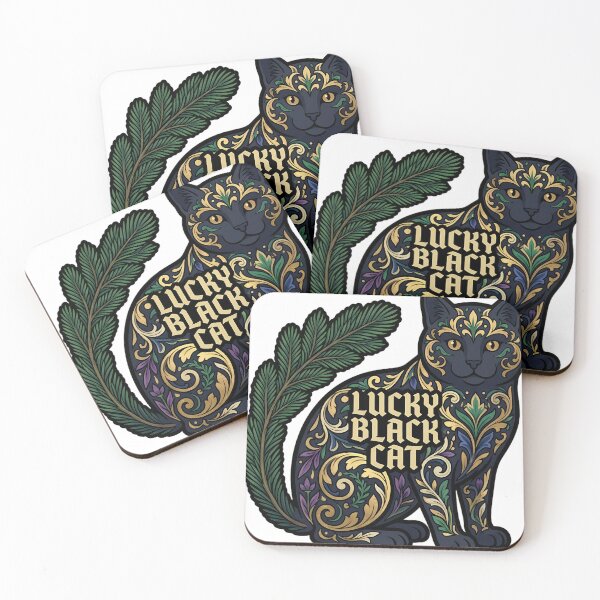 Item preview, Lucky Black Cat - Yule Cat Pine Sprig Gothic Cat Art designed and sold by IllumeInk.
