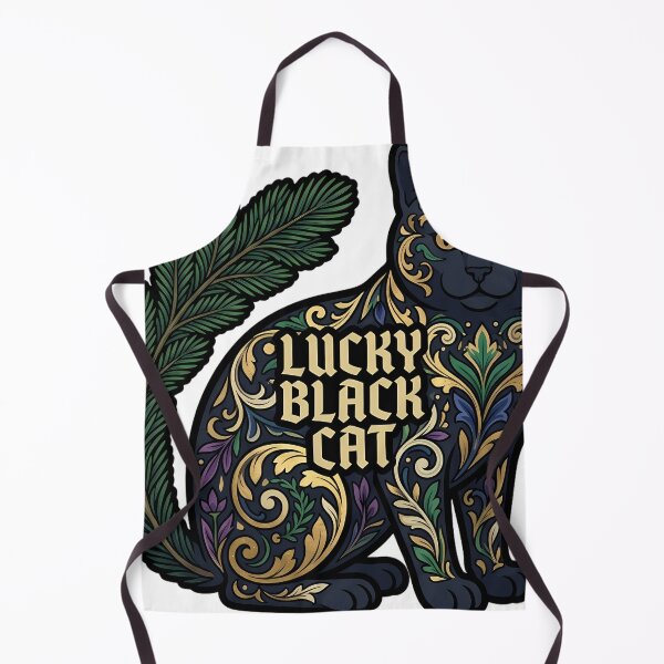 Item preview, Lucky Black Cat - Yule Cat Pine Sprig Gothic Cat Art designed and sold by IllumeInk.