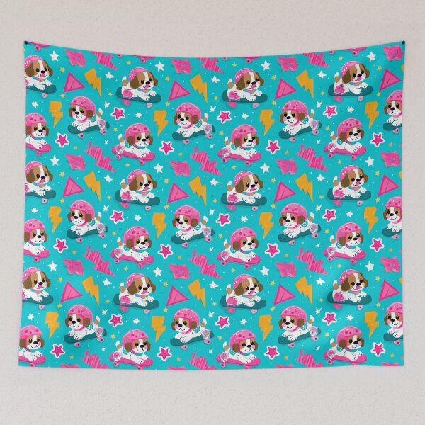 Item preview, Cute Puppy Skater Dog Retro 90s Pattern designed and sold by NicolasGlowArt.