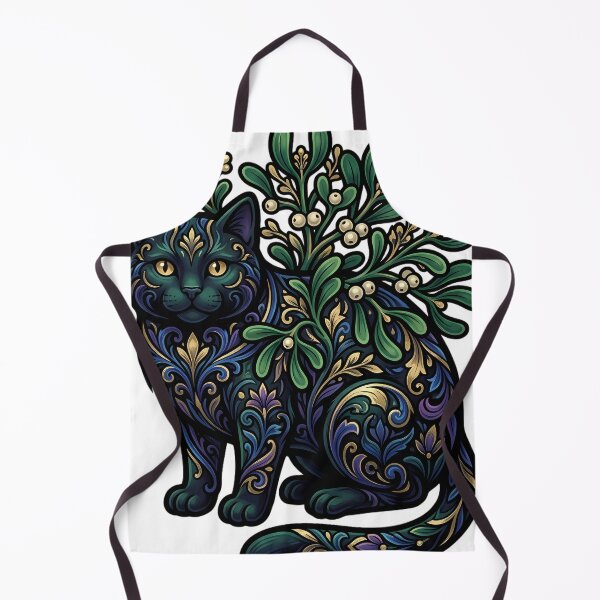 Item preview, Yule Cat Mistletoe - Gothic Black Cat Winter Art designed and sold by IllumeInk.