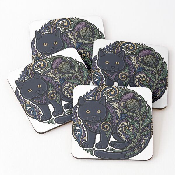 Item preview, Yule Cat Thistle - Gothic Black Cat Dried Thistle Art designed and sold by IllumeInk.