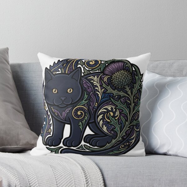 Item preview, Yule Cat Thistle - Gothic Black Cat Dried Thistle Art designed and sold by IllumeInk.