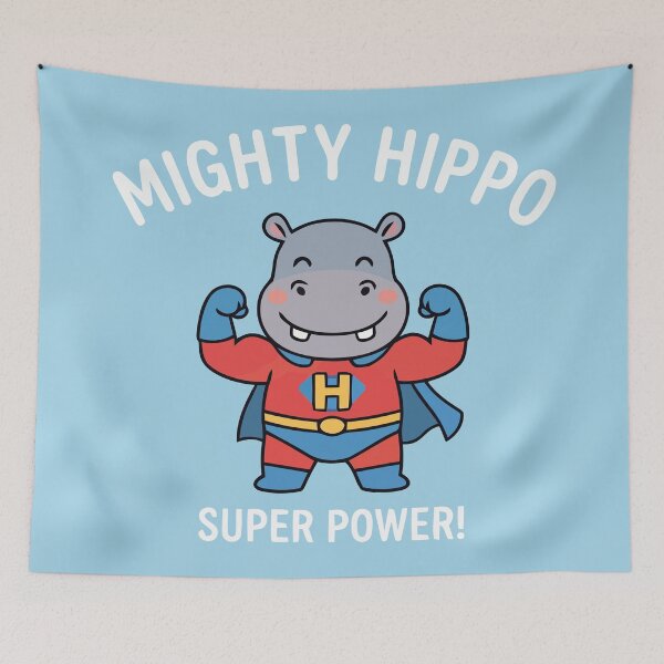 Item preview, Mighty Hippo Super Power Cute Superhero Hippopotamus designed and sold by Amir Faysal.