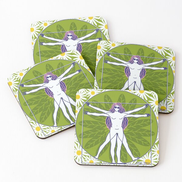 Item preview, Geometric Human Figure with Green Botanical Patterns designed and sold by womackHurdle.