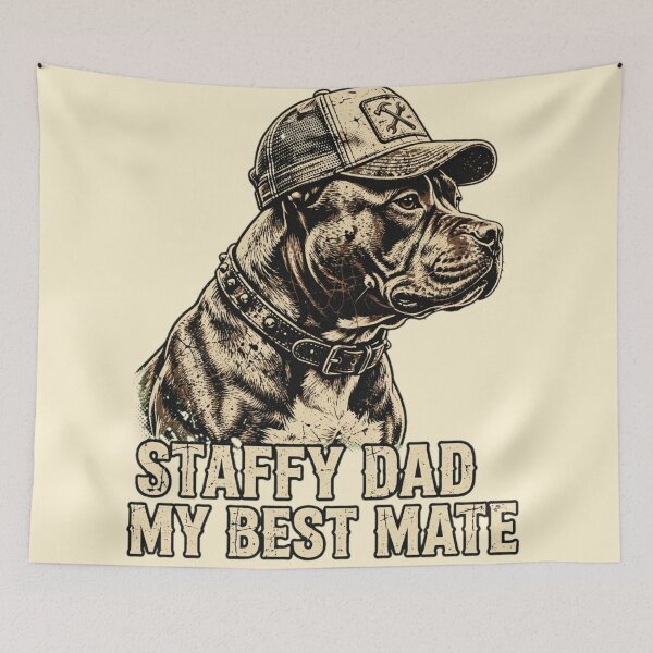 Item preview, Staffy Dad Best Mate Vintage Trucker Cap designed and sold by Yellowriversss.