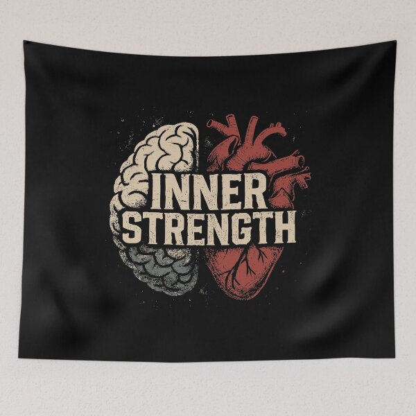 Item preview, Inner Strength Distressed Anatomical Brain And Heart Split designed and sold by ThreadQuirk.