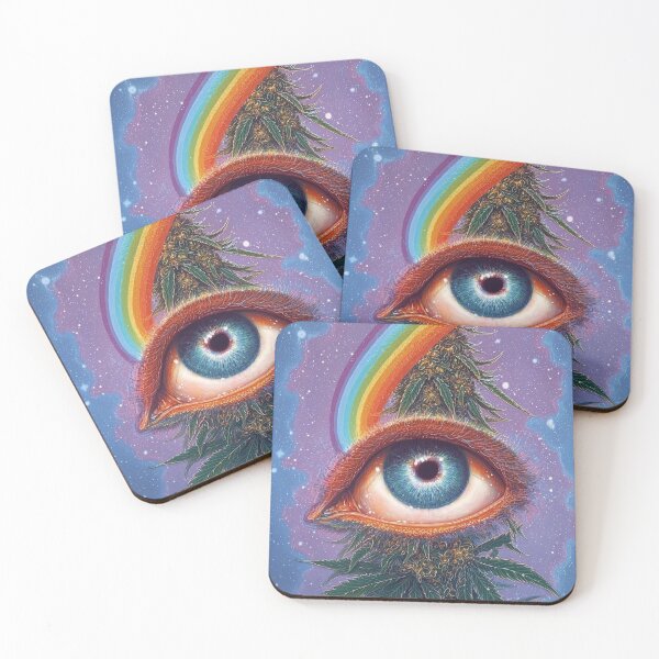 Item preview, All Eyes On Me Psychedelic Cannabis Rainbow Eye designed and sold by MongLongStudio.