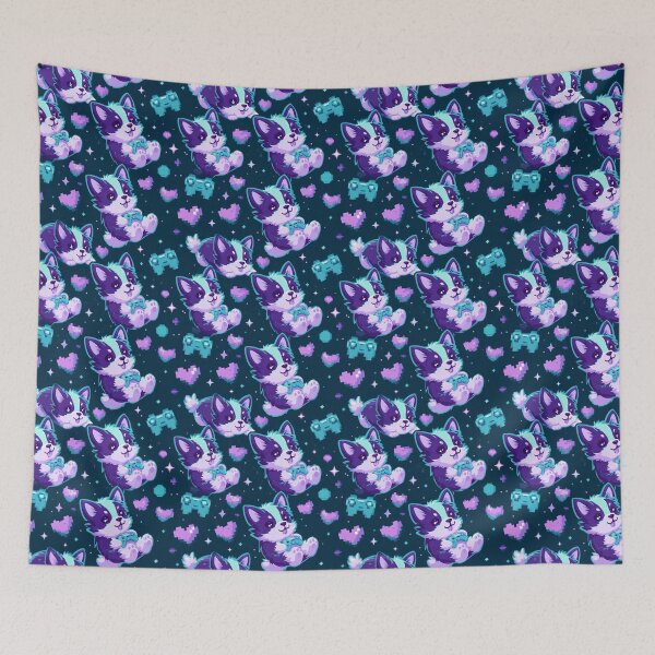 Item preview, Kawaii Corgi Gamer Dog Pixel Art Video Game Pattern designed and sold by NicolasGlowArt.