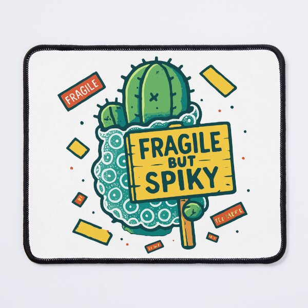 Item preview, Fragile But Spiky Cactus With Wooden Sign And Bubble Wrap designed and sold by ThreadQuirk.
