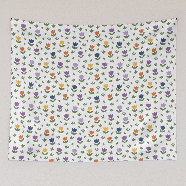 Item preview, Colorful Folk Art Tulip Pattern with Sage Green Leaves and Spring Flowers designed and sold by Chonkz.