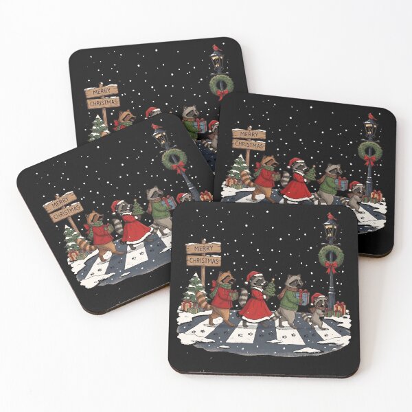Item preview, Cute Christmas Raccoons Walking in Snow designed and sold by dudelinart.