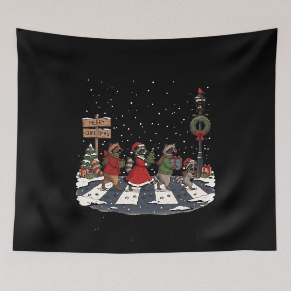 Item preview, Cute Christmas Raccoons Walking in Snow designed and sold by dudelinart.