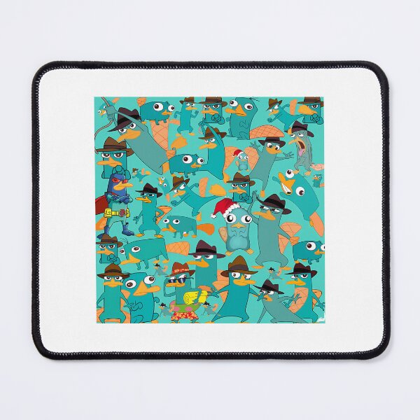 Item preview, Perry The Platypus Phineas And Ferb Collage Pattern Design - Aquamarine Background designed and sold by cutler-deedee.