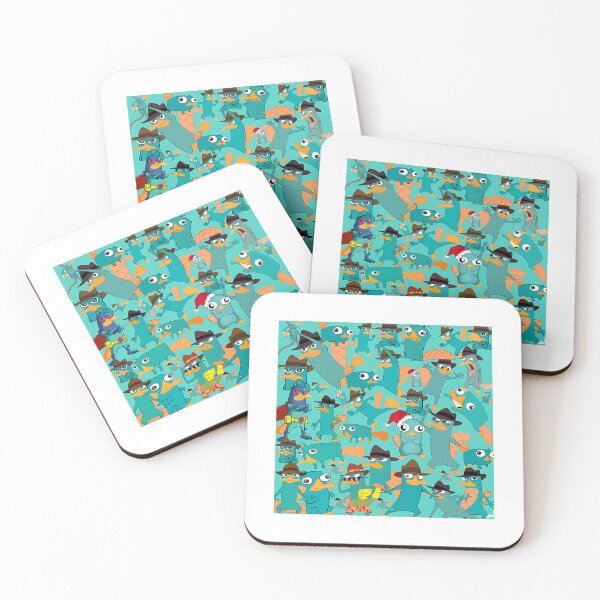 Item preview, Perry The Platypus Phineas And Ferb Collage Pattern Design - Aquamarine Background designed and sold by cutler-deedee.