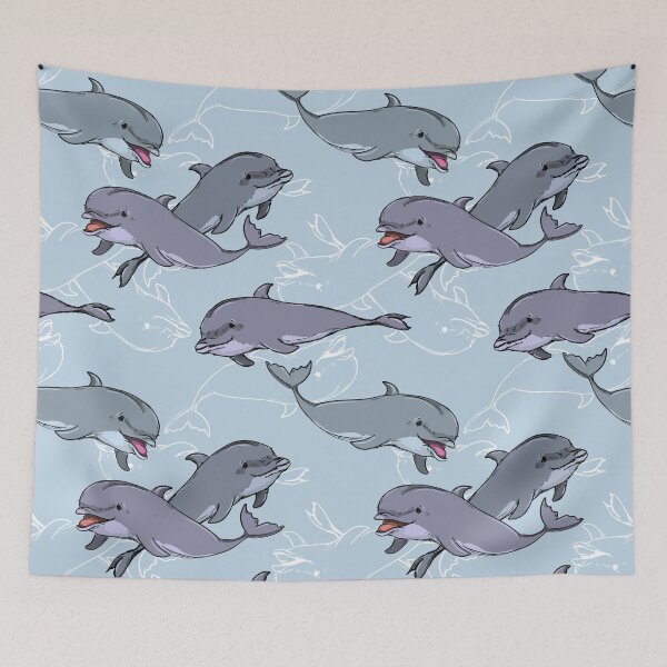 Item preview, Playful Dolphins Illustration designed and sold by Antiope33.